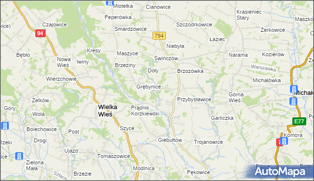 mapa Korzkiew, Korzkiew na mapie Targeo