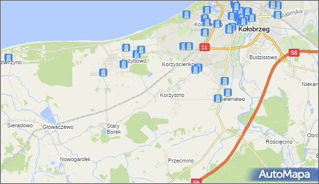 mapa Korzystno, Korzystno na mapie Targeo