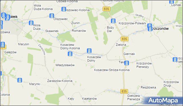 mapa Kosarzew Górny, Kosarzew Górny na mapie Targeo