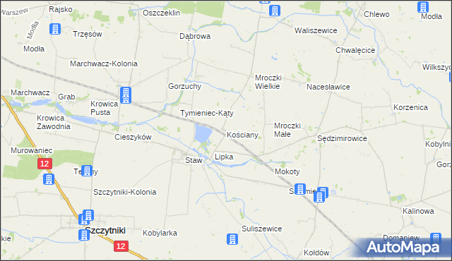 mapa Kościany, Kościany na mapie Targeo