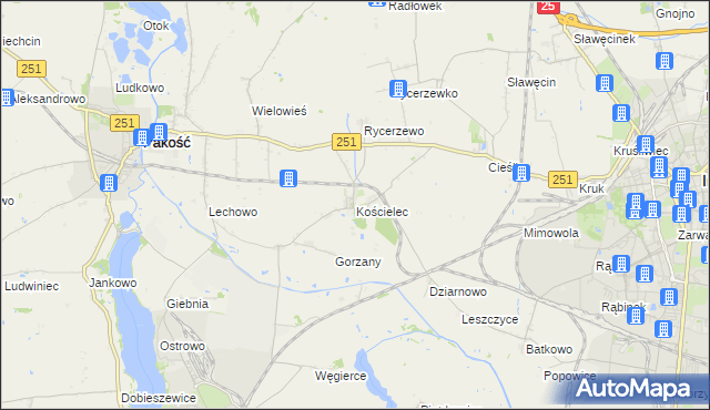 mapa Kościelec gmina Pakość, Kościelec gmina Pakość na mapie Targeo