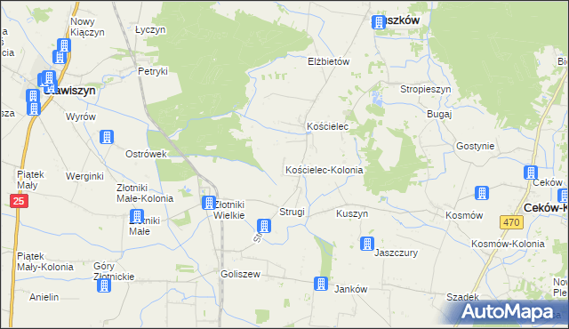 mapa Kościelec-Kolonia, Kościelec-Kolonia na mapie Targeo