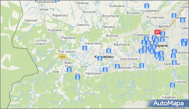 mapa Kościelisko, Kościelisko na mapie Targeo