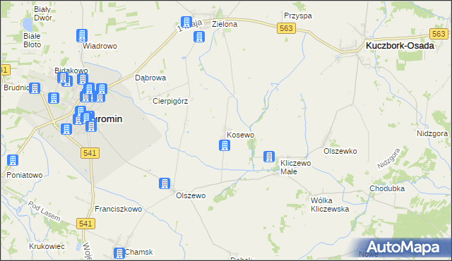 mapa Kosewo gmina Żuromin, Kosewo gmina Żuromin na mapie Targeo