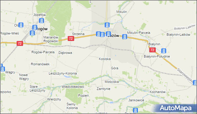 mapa Kosiska gmina Jeżów, Kosiska gmina Jeżów na mapie Targeo