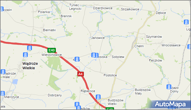 mapa Kosiska gmina Wądroże Wielkie, Kosiska gmina Wądroże Wielkie na mapie Targeo