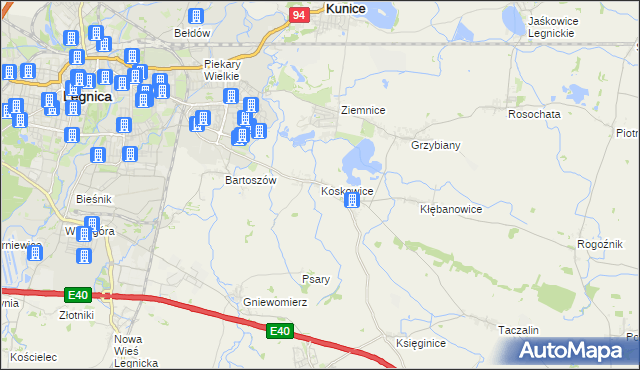 mapa Koskowice, Koskowice na mapie Targeo