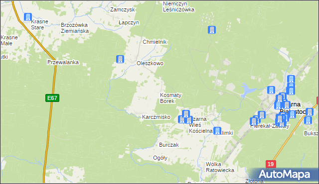 mapa Kosmaty Borek, Kosmaty Borek na mapie Targeo