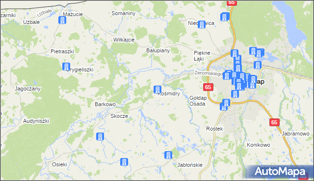 mapa Kośmidry gmina Gołdap, Kośmidry gmina Gołdap na mapie Targeo