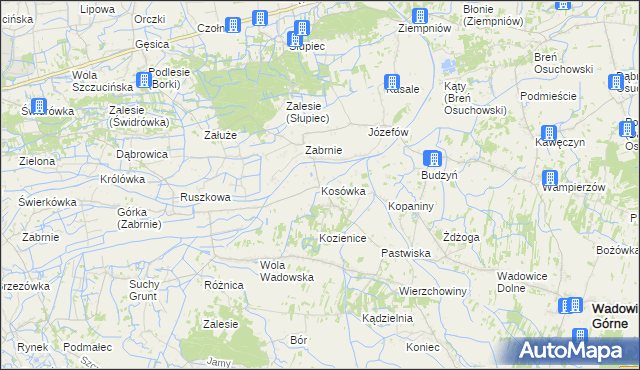 mapa Kosówka gmina Wadowice Górne, Kosówka gmina Wadowice Górne na mapie Targeo