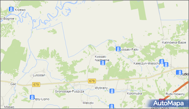 mapa Kossaki Nadbielne, Kossaki Nadbielne na mapie Targeo