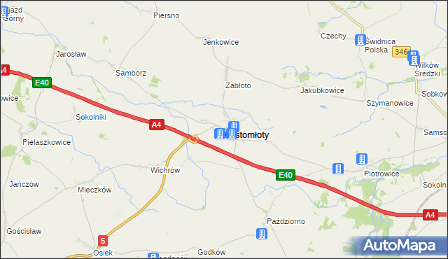 mapa Kostomłoty powiat średzki, Kostomłoty powiat średzki na mapie Targeo