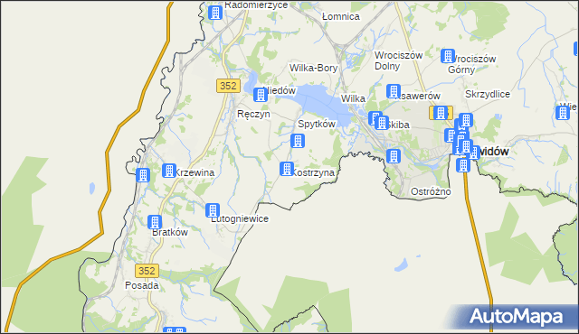 mapa Kostrzyna gmina Zgorzelec, Kostrzyna gmina Zgorzelec na mapie Targeo