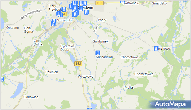 mapa Koszanowo gmina Brzeżno, Koszanowo gmina Brzeżno na mapie Targeo