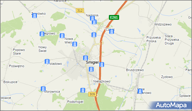 mapa Koszanowo gmina Śmigiel, Koszanowo gmina Śmigiel na mapie Targeo