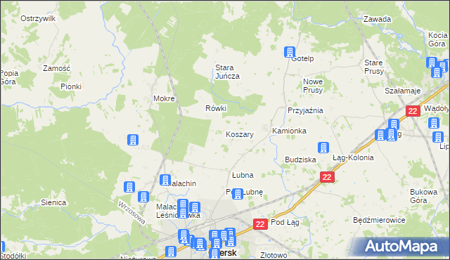 mapa Koszary gmina Czersk, Koszary gmina Czersk na mapie Targeo