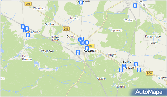 mapa Koszęcin powiat lubliniecki, Koszęcin powiat lubliniecki na mapie Targeo