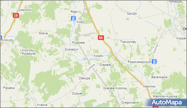 mapa Koszki, Koszki na mapie Targeo