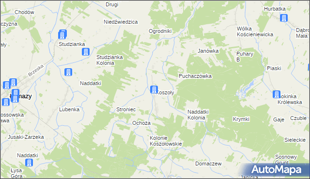 mapa Koszoły, Koszoły na mapie Targeo