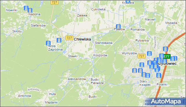 mapa Koszorów, Koszorów na mapie Targeo