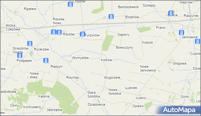 mapa Kotków gmina Grabów, Kotków gmina Grabów na mapie Targeo