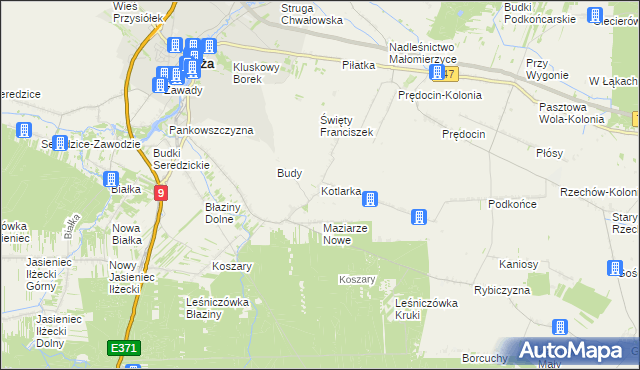 mapa Kotlarka gmina Iłża, Kotlarka gmina Iłża na mapie Targeo