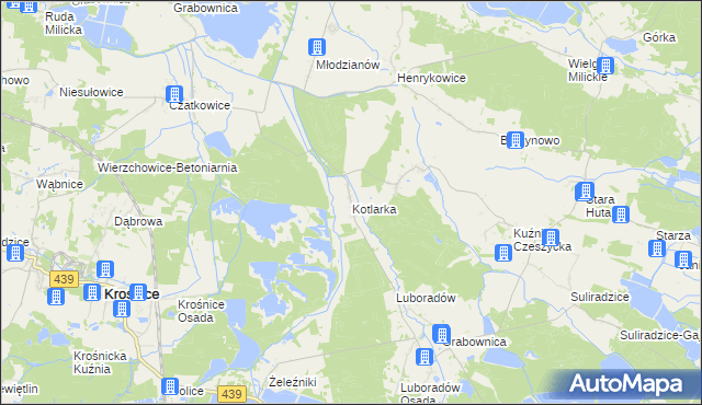 mapa Kotlarka gmina Krośnice, Kotlarka gmina Krośnice na mapie Targeo