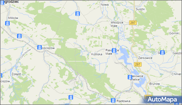 mapa Kotliska gmina Lwówek Śląski, Kotliska gmina Lwówek Śląski na mapie Targeo