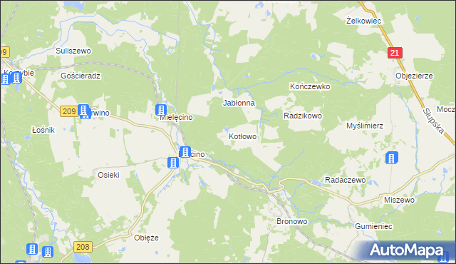 mapa Kotłowo gmina Kępice, Kotłowo gmina Kępice na mapie Targeo