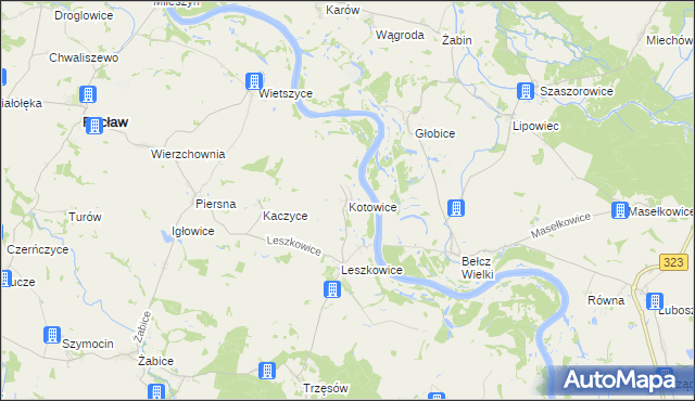 mapa Kotowice gmina Pęcław, Kotowice gmina Pęcław na mapie Targeo