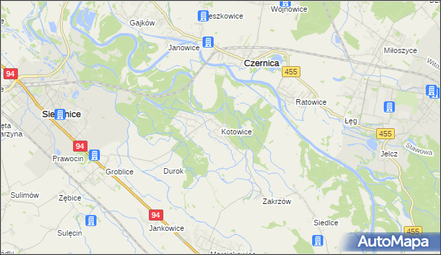 mapa Kotowice gmina Siechnice, Kotowice gmina Siechnice na mapie Targeo