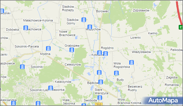 mapa Kotowice gmina Zgierz, Kotowice gmina Zgierz na mapie Targeo