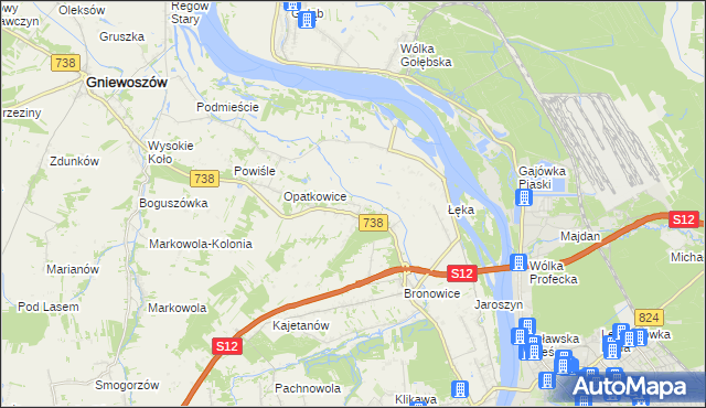 mapa Kowala gmina Puławy, Kowala gmina Puławy na mapie Targeo