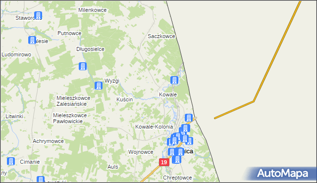 mapa Kowale gmina Kuźnica, Kowale gmina Kuźnica na mapie Targeo