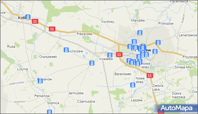 mapa Kowalew gmina Pleszew, Kowalew gmina Pleszew na mapie Targeo