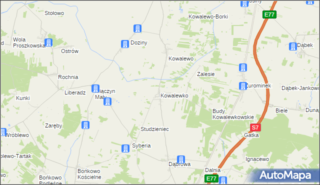 mapa Kowalewko gmina Strzegowo, Kowalewko gmina Strzegowo na mapie Targeo