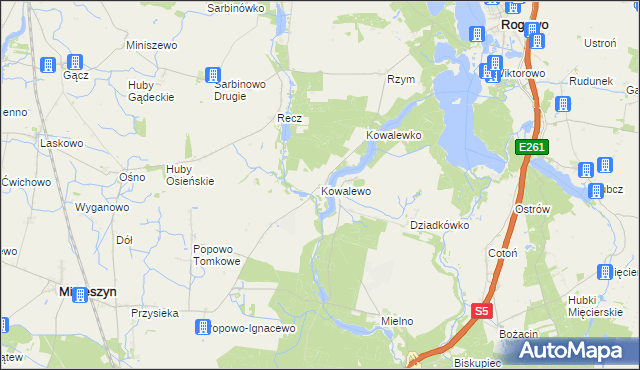 mapa Kowalewo gmina Mieleszyn, Kowalewo gmina Mieleszyn na mapie Targeo