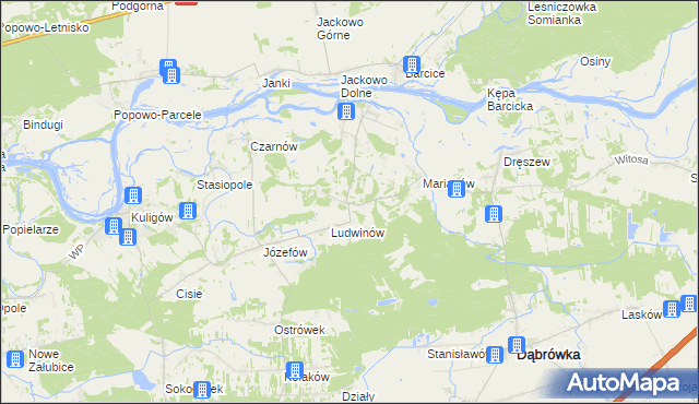 mapa Kowalicha gmina Dąbrówka, Kowalicha gmina Dąbrówka na mapie Targeo