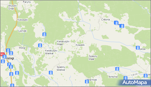 mapa Kowalik, Kowalik na mapie Targeo