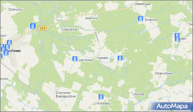 mapa Kowalki gmina Tychowo, Kowalki gmina Tychowo na mapie Targeo