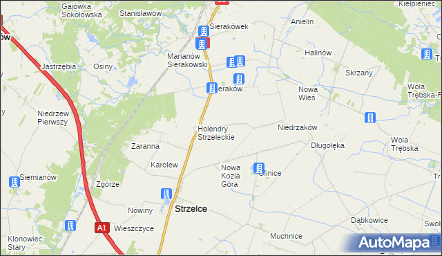 mapa Kozia Góra gmina Strzelce, Kozia Góra gmina Strzelce na mapie Targeo