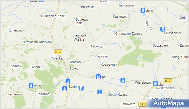 mapa Koziczyn gmina Regimin, Koziczyn gmina Regimin na mapie Targeo