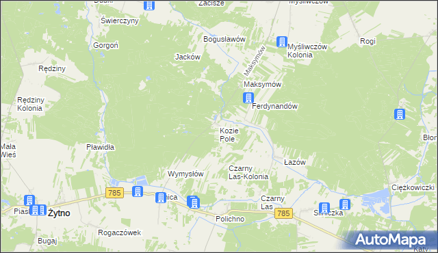 mapa Kozie Pole, Kozie Pole na mapie Targeo