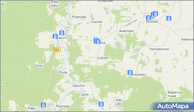 mapa Kozilas, Kozilas na mapie Targeo