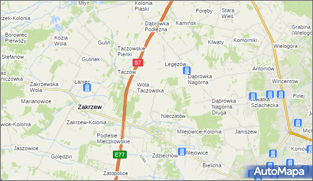 mapa Kozinki, Kozinki na mapie Targeo