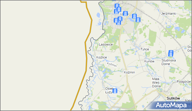 mapa Koźlice gmina Zgorzelec, Koźlice gmina Zgorzelec na mapie Targeo