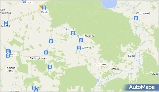 mapa Kozłówka gmina Rajgród, Kozłówka gmina Rajgród na mapie Targeo