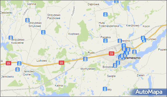 mapa Kozłówko gmina Trzemeszno, Kozłówko gmina Trzemeszno na mapie Targeo