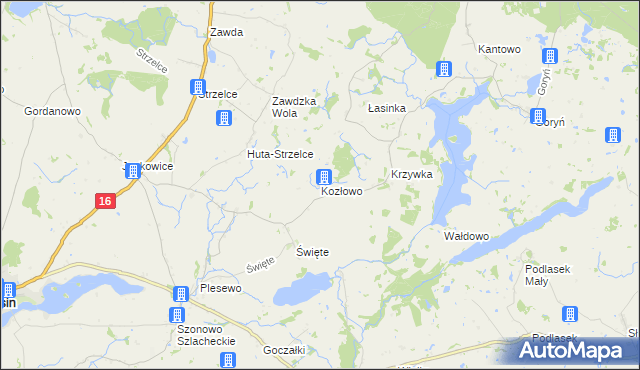 mapa Kozłowo gmina Łasin, Kozłowo gmina Łasin na mapie Targeo