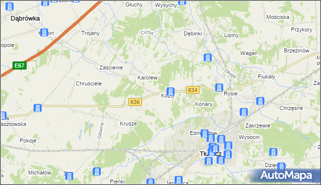 mapa Kozły gmina Tłuszcz, Kozły gmina Tłuszcz na mapie Targeo